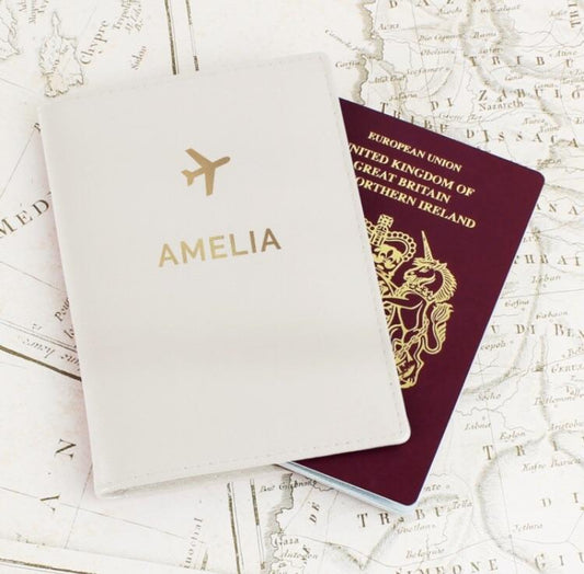 Cream Personalised Passport Holder-Personalised Gift By Sweetlea Gifts