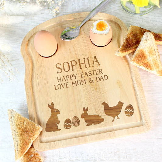 Personalised wooden egg and toast east board - Easter gifts by Sweetlea Gifts