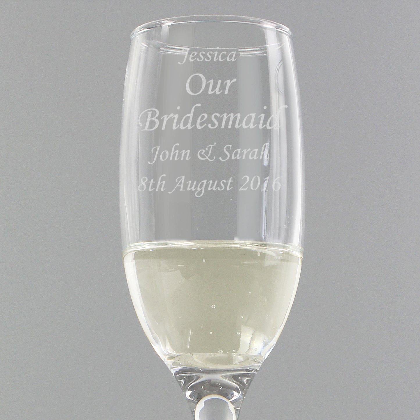 Personalised message engraved glass champagne flute