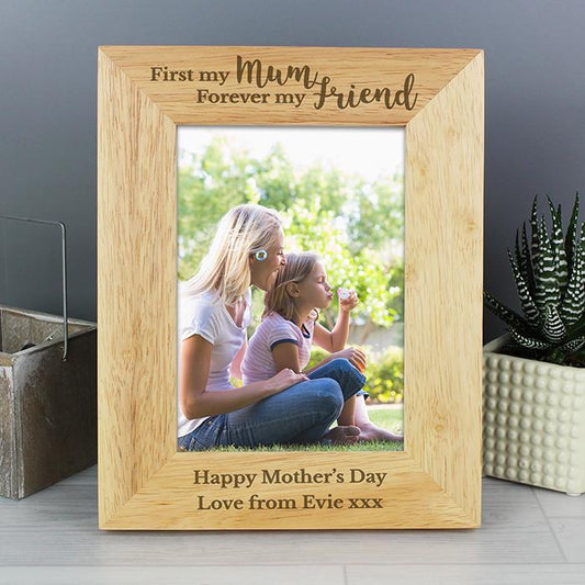First My Mum Forever My Friend 5x7 Wooden Photo Frame-Personalised Gift By Sweetlea Gifts