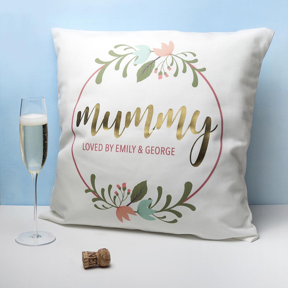 For Mum - Fabulous Personalised cushion cover Wreath Design-Personalised Gift By Sweetlea Gifts