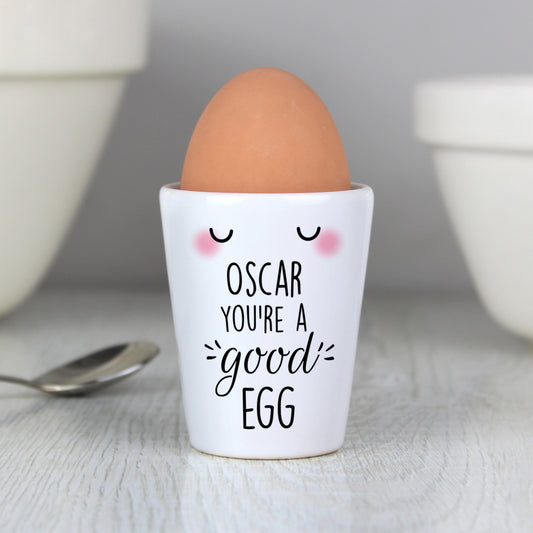 white ceramic personalised Egg cup