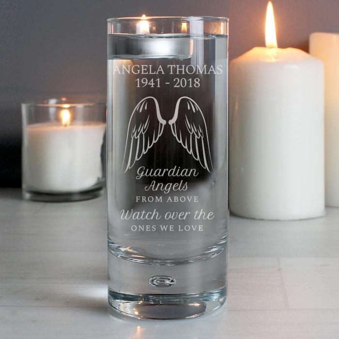 Guardian Angel Wings Personalised Floating Candle Holder-Personalised Gift By Sweetlea Gifts