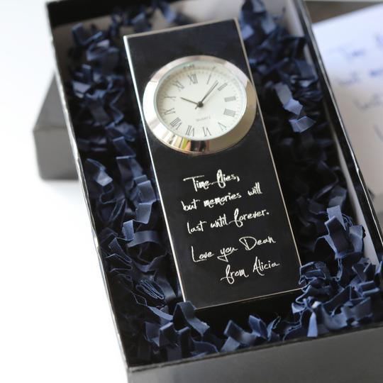Handwriting Engraved Standing Clock-Personalised Gift By Sweetlea Gifts