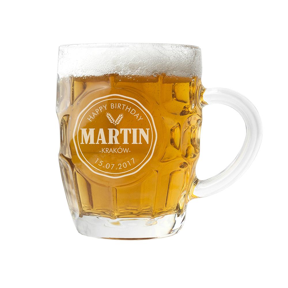 Happy Birthday Dimpled Beer Glass-Personalised Gift By Sweetlea Gifts