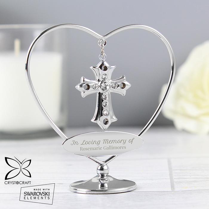 In Loving Memory Personalised Crystocraft Cross-Personalised Gift By Sweetlea Gifts