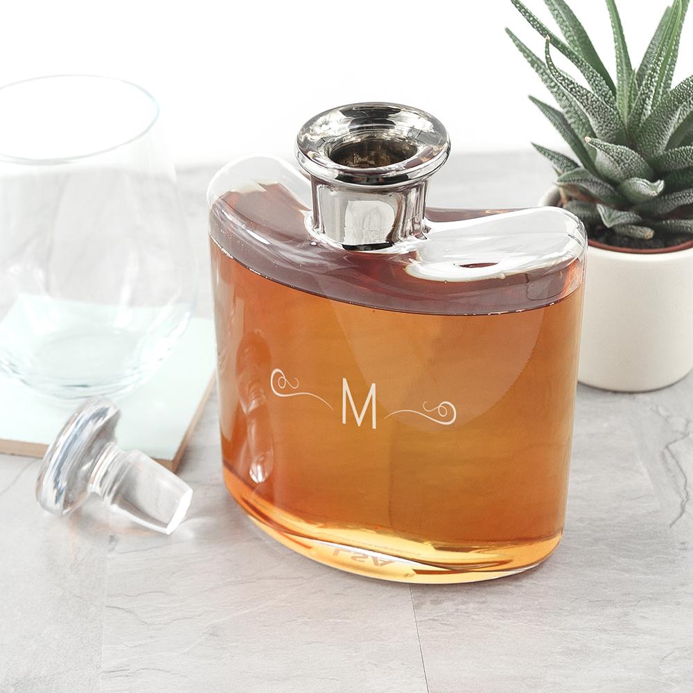 LSA Monogrammed Platinum Necked Decanter-Personalised Gift By Sweetlea Gifts