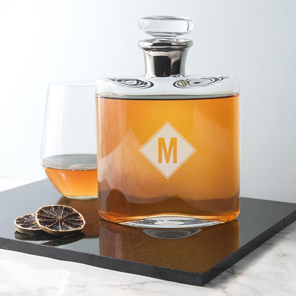 LSA Monogrammed Platinum Necked Decanter-Personalised Gift By Sweetlea Gifts