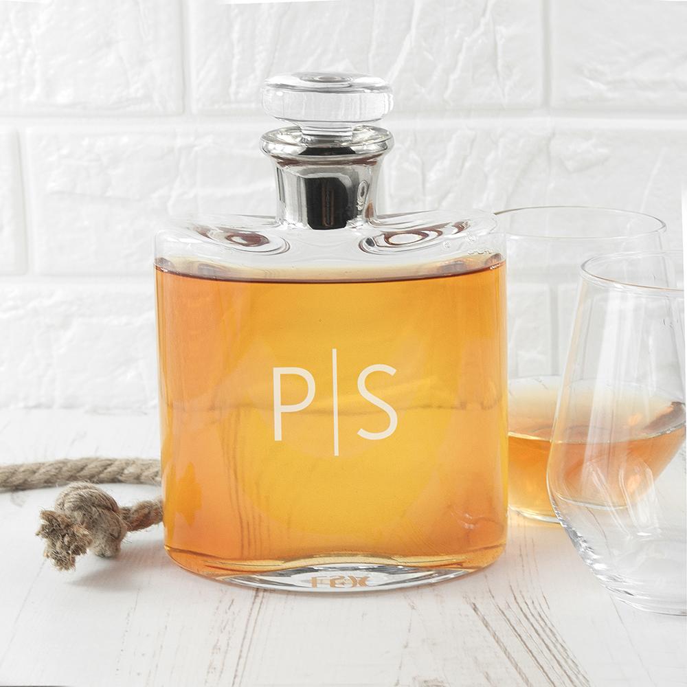 LSA Monogrammed Platinum Necked Decanter-Personalised Gift By Sweetlea Gifts