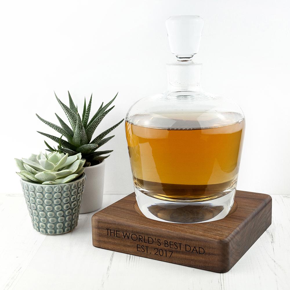LSA Whisky Decanter & Walnut Base Personalised-Personalised Gift By Sweetlea Gifts