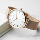 Ladies Rose Gold mesh strap watch with White face  By Sweetlea Gifts