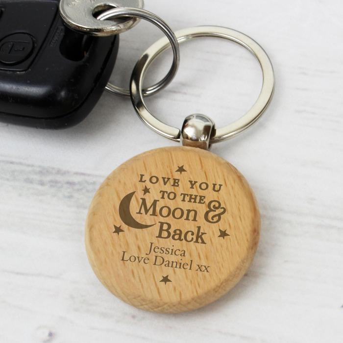 Love you to the Moon & Back Personalised Wooden Keyring-Personalised Gift By Sweetlea Gifts