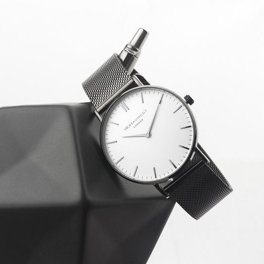 Men's Metallic Charcoal Grey Personalised Watch-Personalised Gift By Sweetlea Gifts