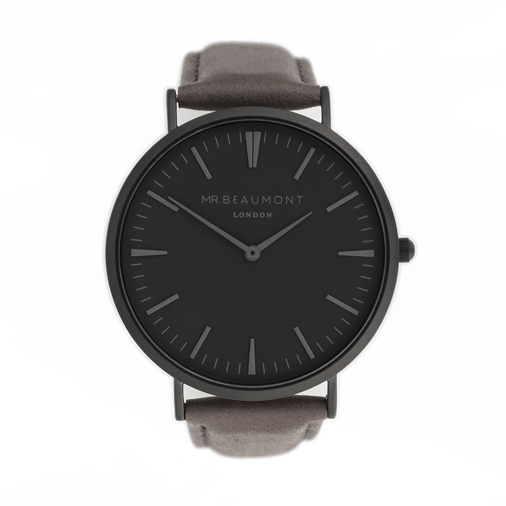 Men's Modern-Vintage Personalised Watch With Black Face in Ash-Personalised Gift By Sweetlea Gifts