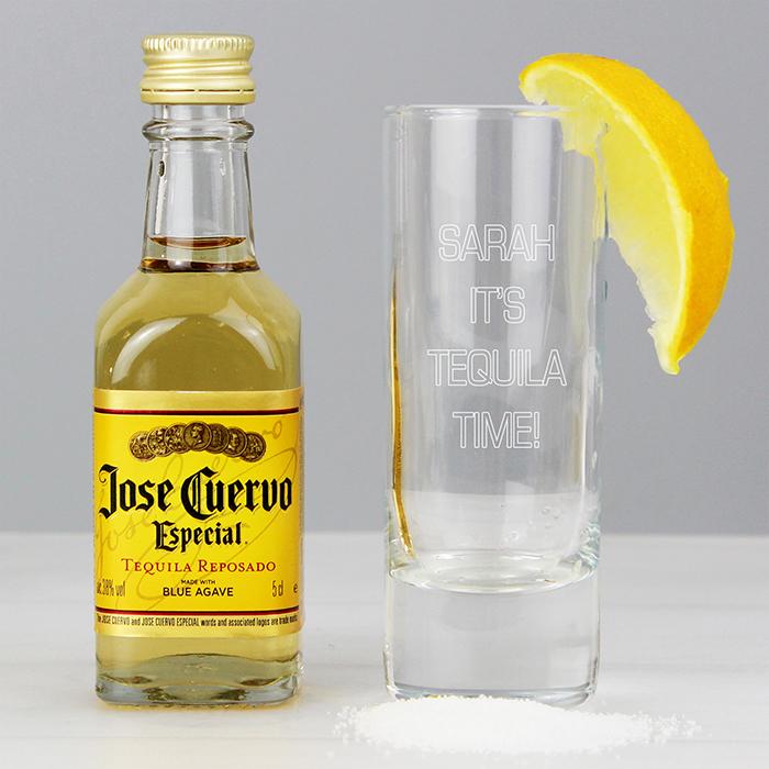 Miniature Tequila and Personalised Shot Glass-Personalised Gift By Sweetlea Gifts