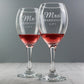 Wedding Gift Personalised Mr & Mrs wine glass set