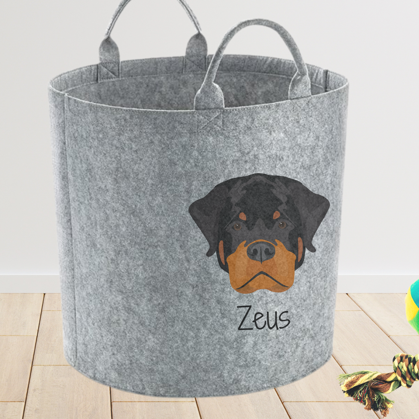 Personalised Rottweiler dog toy storage bag