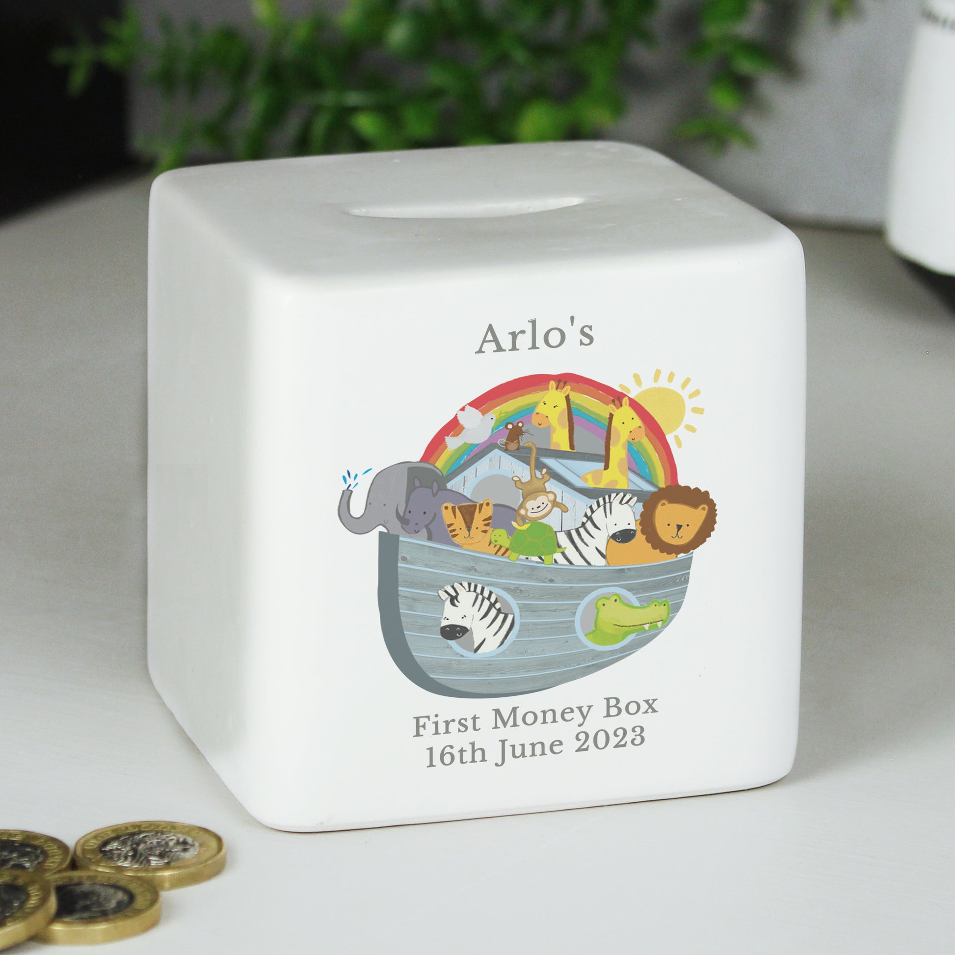 Personalised Noah's ark animal money box - gifts for Children by Sweetlea Gifts