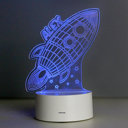 Space Rocket Personalised colour changing LED night light