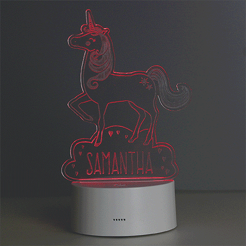 Personalised Unicorn colour changing LED night light