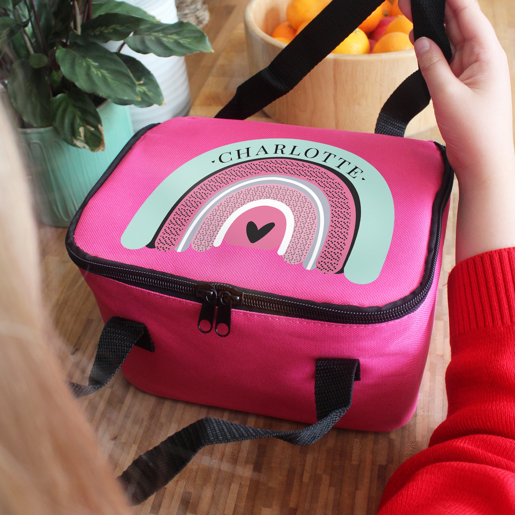 Rainbow Pink Lunch Bag Personalised