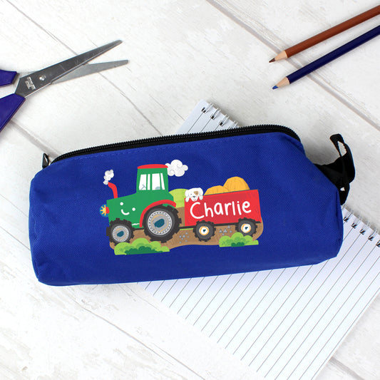 Tractor Blue Pencil Case By Sweetlea Gifts