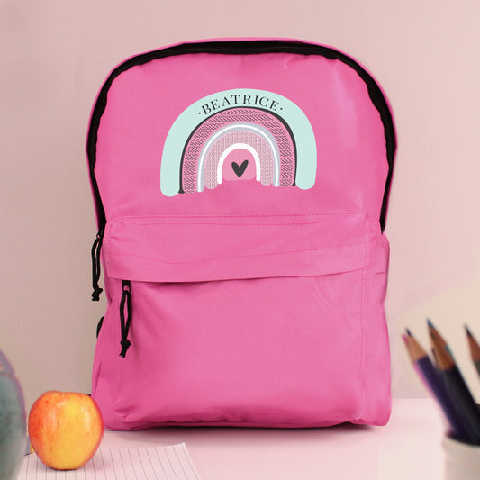 Rainbow Pink Backpack Personalised