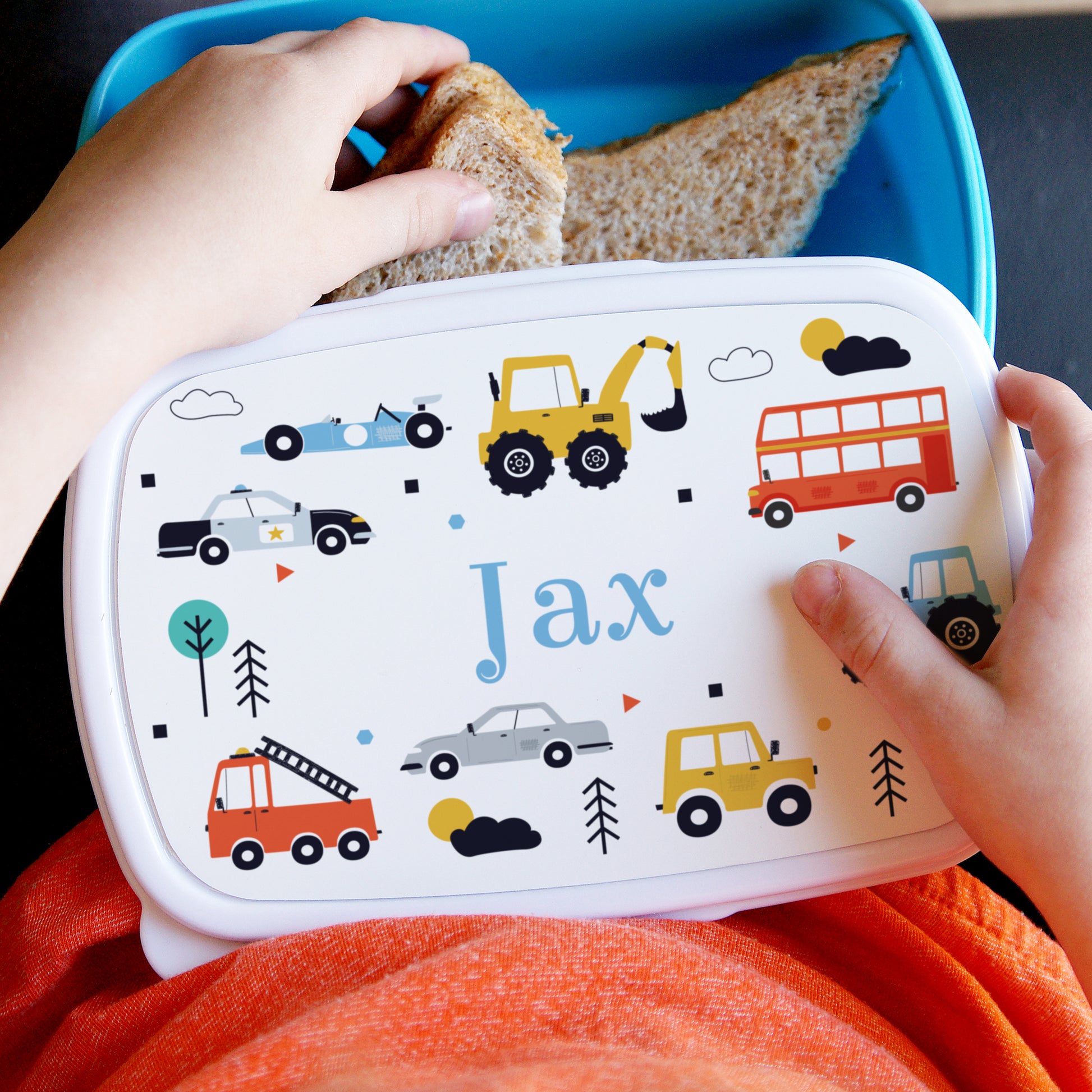 Vehicles Name Only Blue Lunch Box