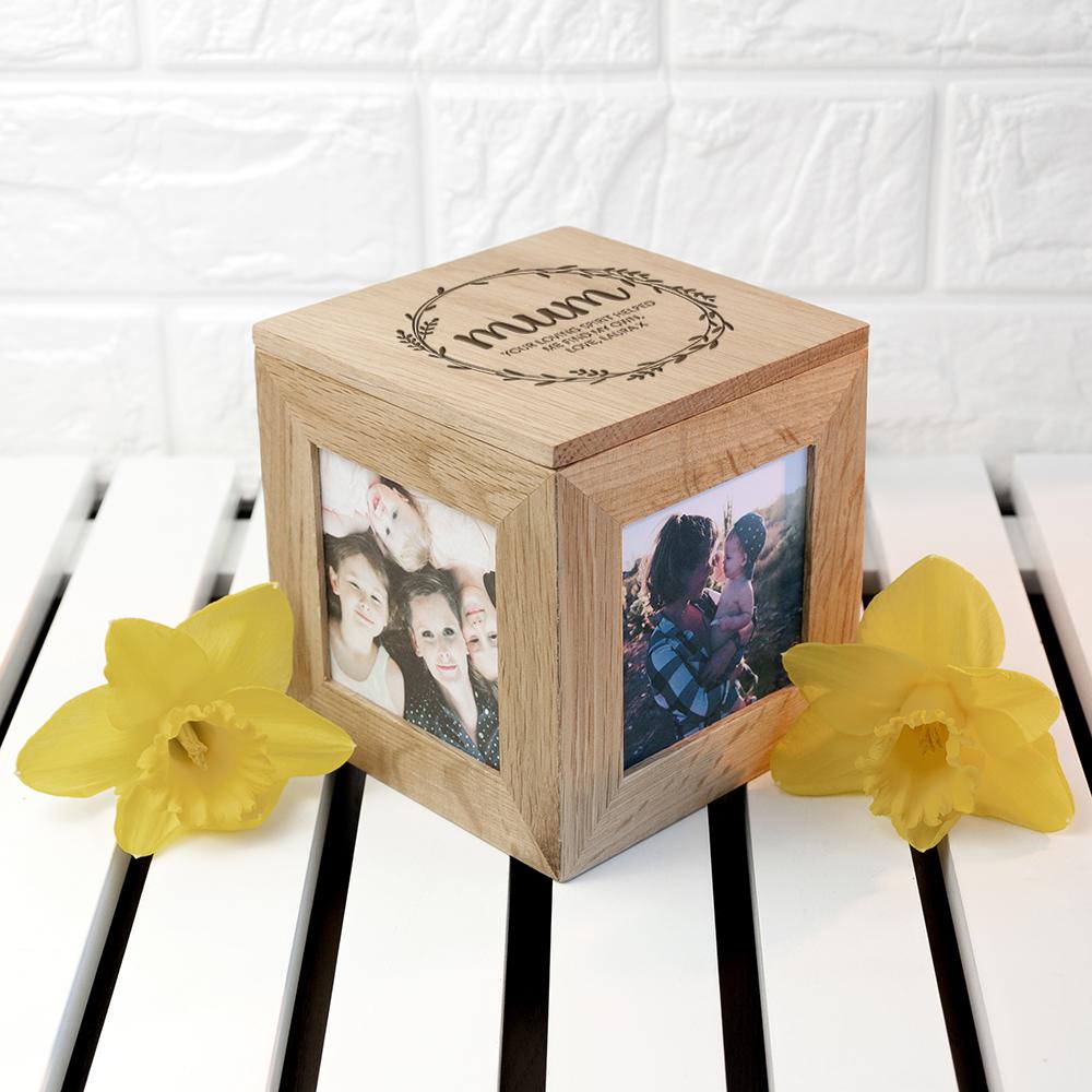 Perfect Mothers Day Gift - Personalised Oak Photo Cube.-Personalised Gift By Sweetlea Gifts