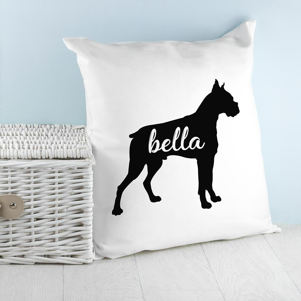 Personalised Boxer Dog Silhouette Cushion Cover-Personalised Gift By Sweetlea Gifts