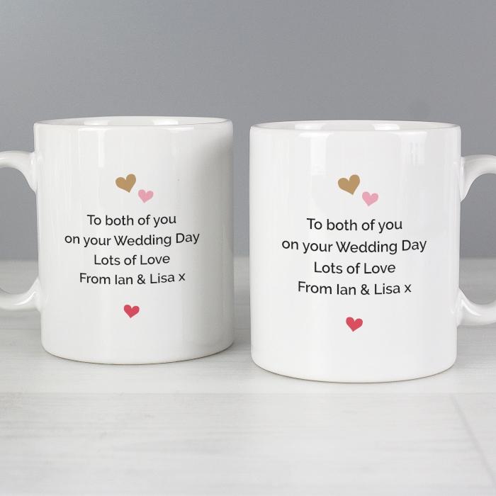 Personalised Confetti Hearts Wedding Mug Set-Personalised Gift By Sweetlea Gifts