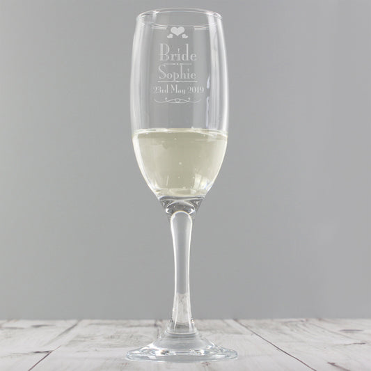 Personalised Decorative Wedding Bride Glass Flute-Personalised Gift By Sweetlea Gifts