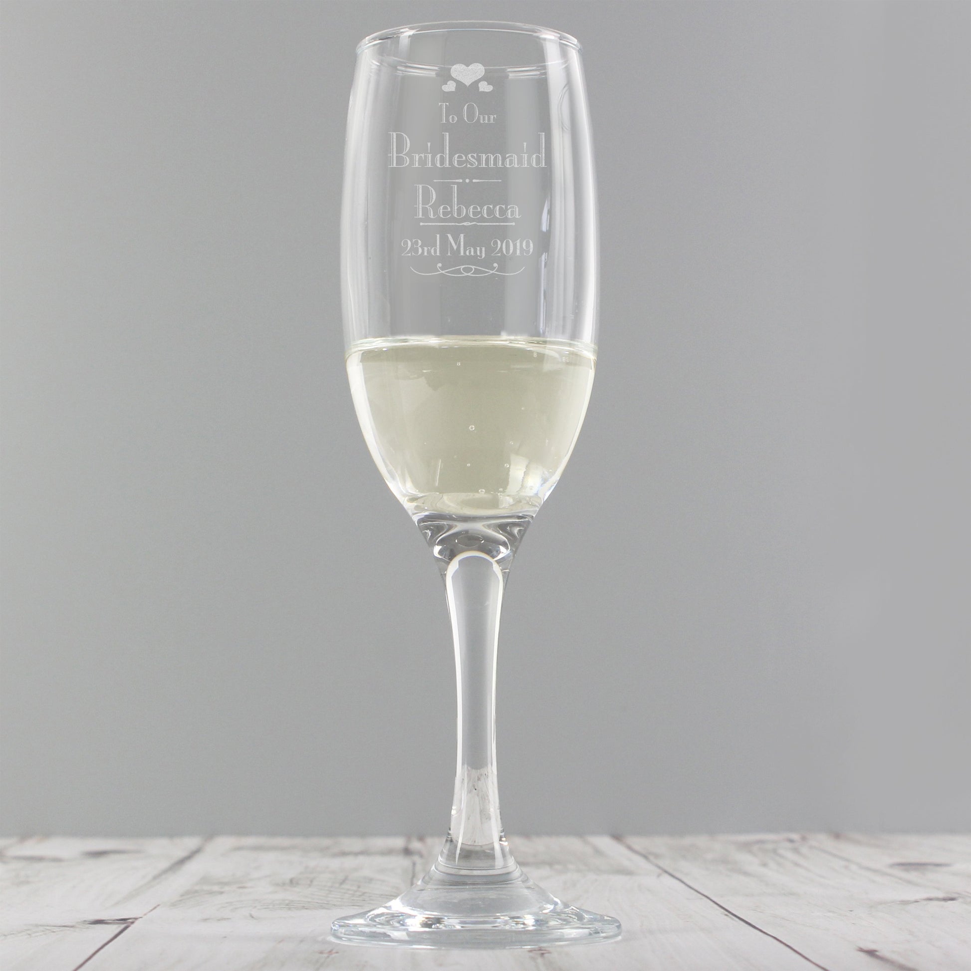 Personalised Decorative Wedding Bridesmaid Glass Flute-Personalised Gift By Sweetlea Gifts