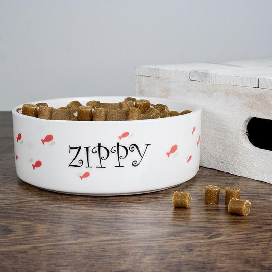 Personalised Female Fishy Cat Bowl-Personalised Gift By Sweetlea Gifts