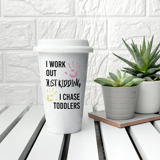 Personalised Just Kidding Ceramic Travel Mug-Personalised Gift By Sweetlea Gifts