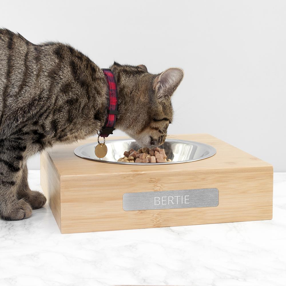 Personalised Large bamboo and stainless steel pet bowl-Personalised Gift By Sweetlea Gifts
