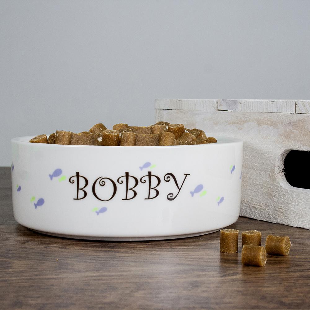 Personalised Male Fishy Cat Bowl-Personalised Gift By Sweetlea Gifts