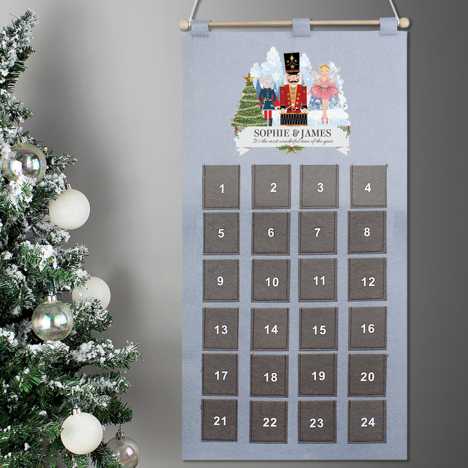 Personalised Nutcracker Advent Calendar In Silver Grey-Personalised Gift By Sweetlea Gifts