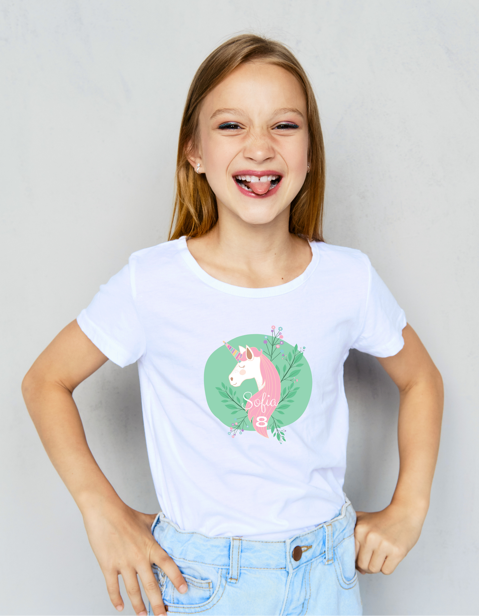 Beautiful pastel Unicorn design personalised girls t-shirt By Sweetlea Gifts