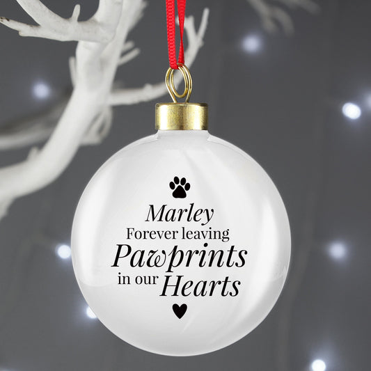 Personalised Pawprints Memorial Bauble By Sweetlea Gifts