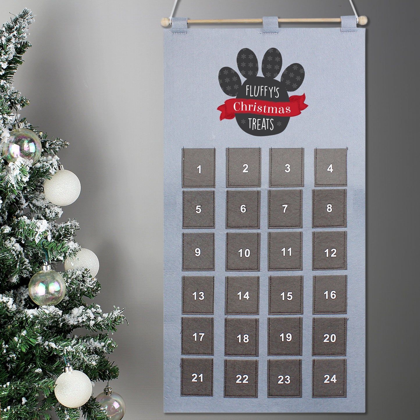 Personalised Pet Advent Calendar In Silver Grey-Personalised Gift By Sweetlea Gifts