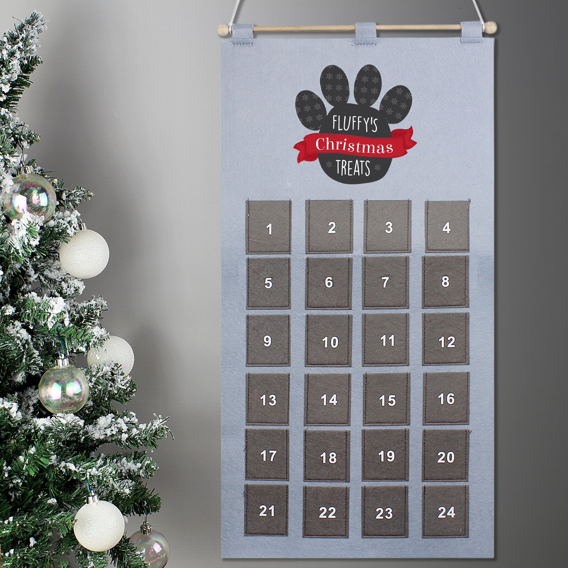 Personalised Pet Advent Calendar In Silver Grey-Personalised Gift By Sweetlea Gifts