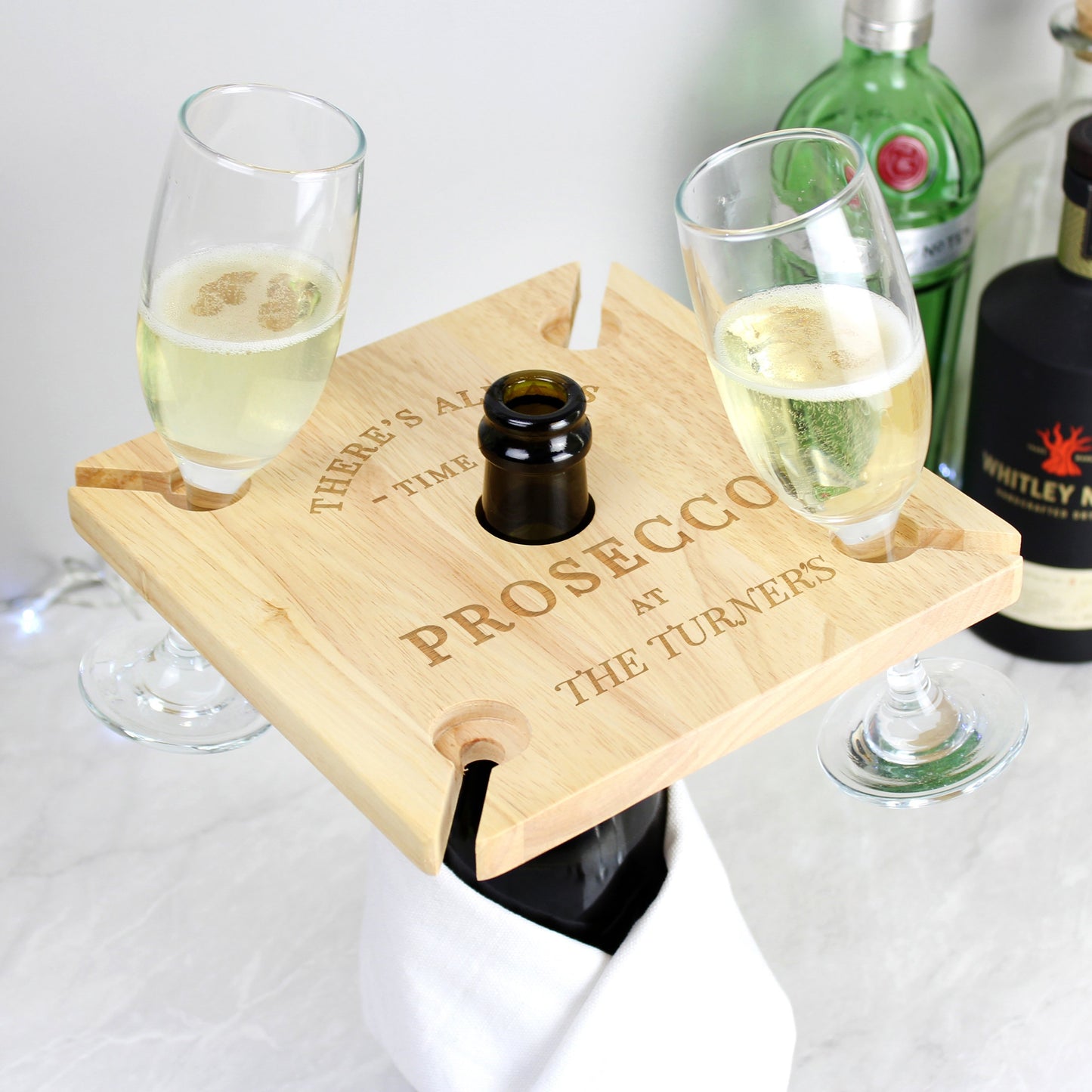 Personalised Prosecco Four Prosecco flute Holder & Bottle Butler-Personalised Gift By Sweetlea Gifts