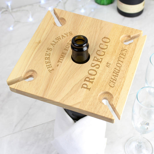 Personalised Prosecco Four Prosecco flute Holder & Bottle Butler By Sweetlea Gifts