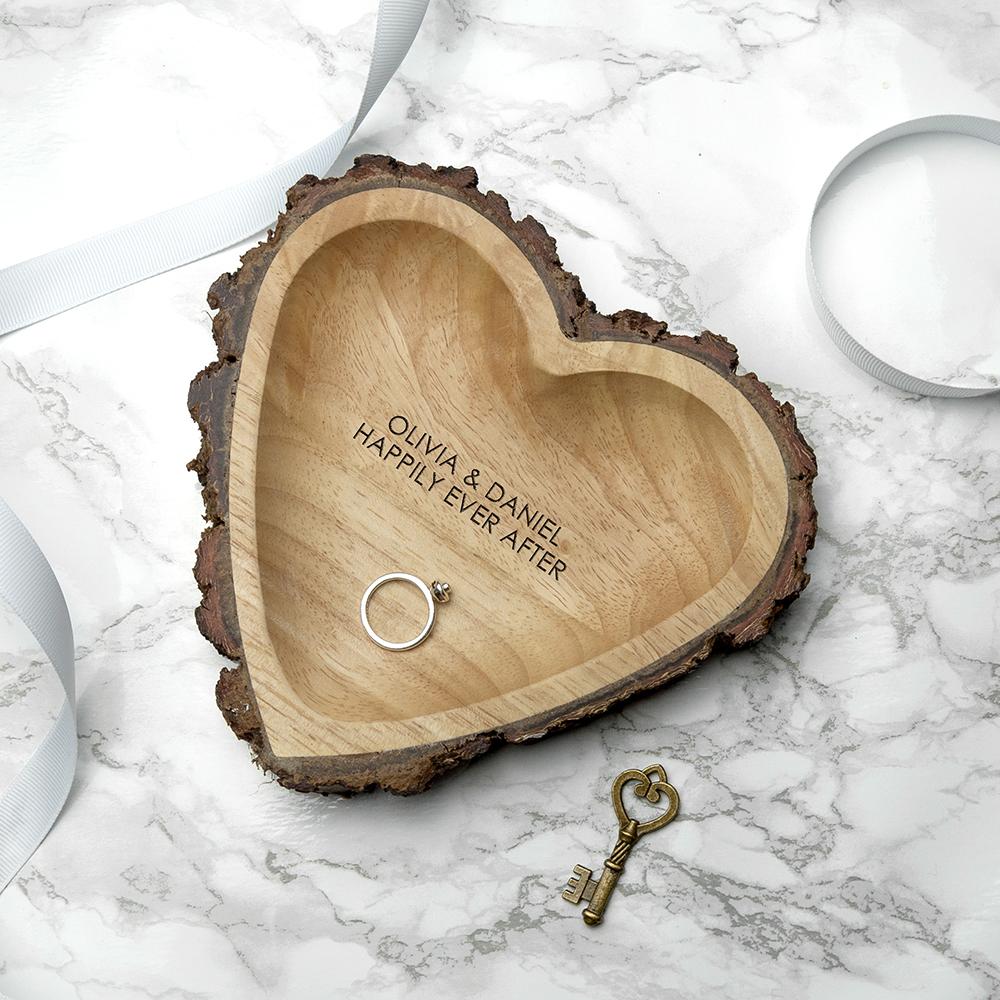 Personalised Rustic Carved Wooden Heart Dish-Personalised Gift By Sweetlea Gifts