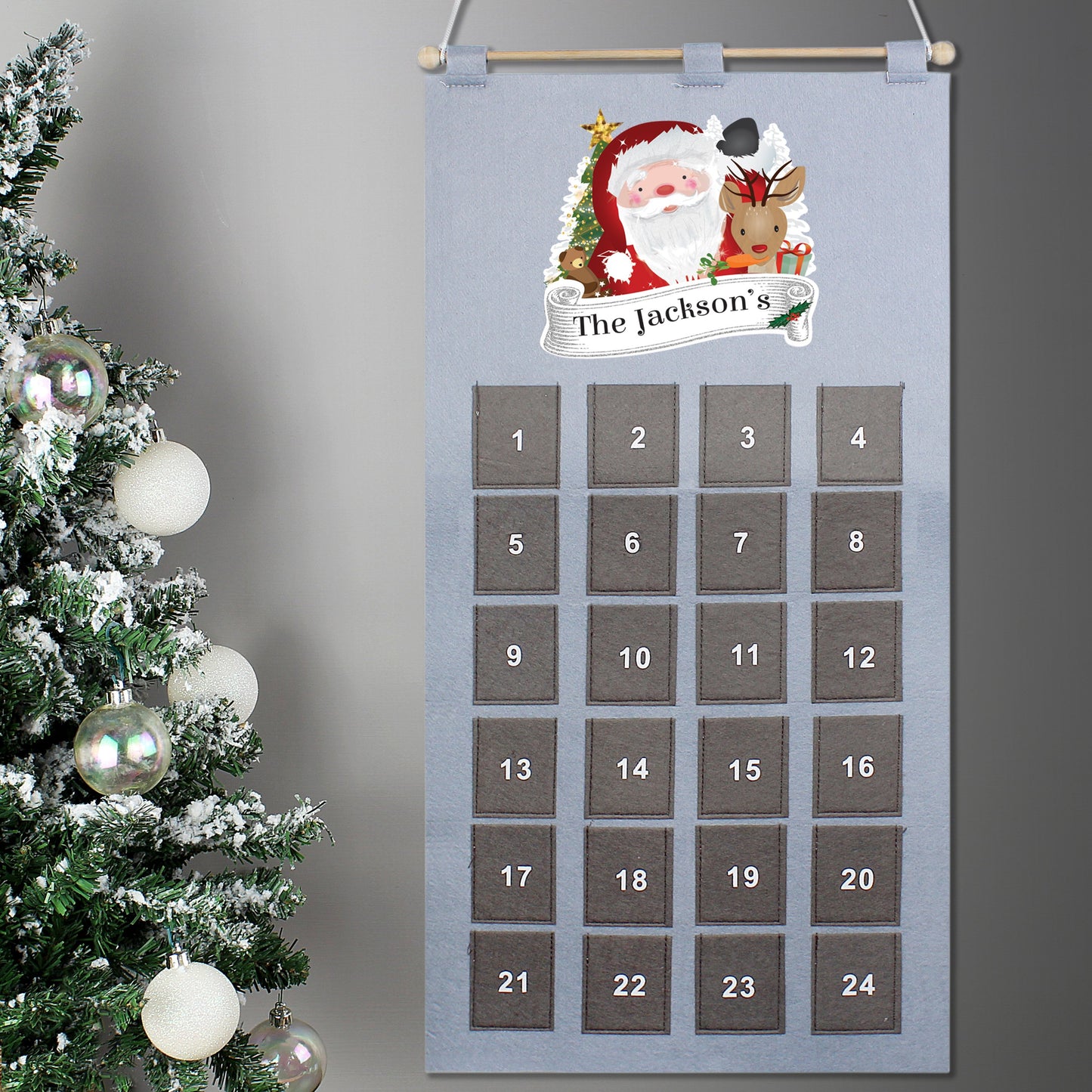 Personalised Santa Advent Calendar In Silver Grey-Personalised Gift By Sweetlea Gifts