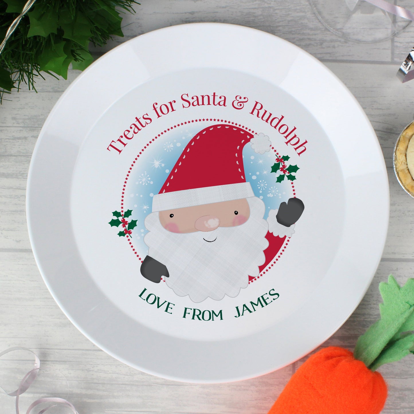 Personalised Santa Christmas Eve Mince Pie Plastic Plate By Sweetlea Gifts