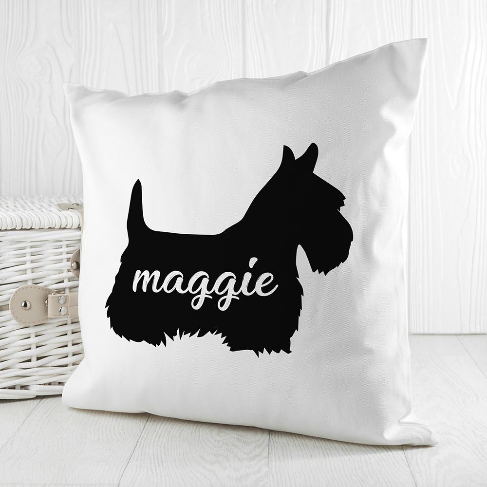 Personalised Scottish Terrier Silhouette Cushion Cover-Personalised Gift By Sweetlea Gifts