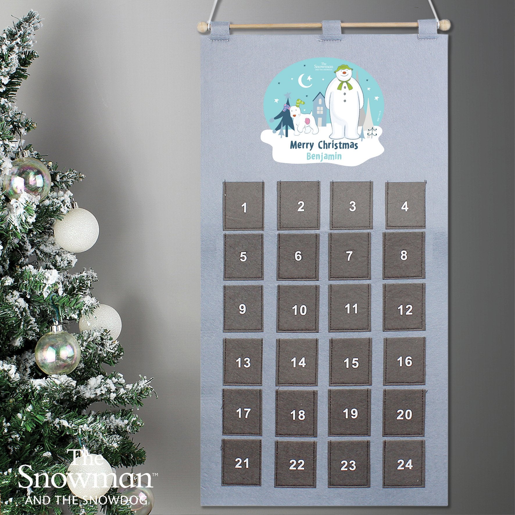 Personalised The Snowman and the Snowdog Advent Calendar In Silver Grey-Personalised Gift By Sweetlea Gifts