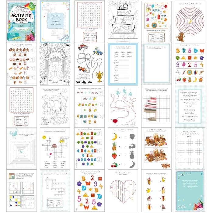 Personalised Wedding Activity Book with Stickers-Personalised Gift By Sweetlea Gifts